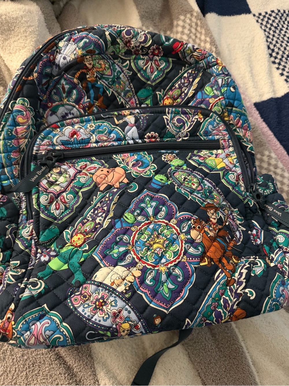 Toy Story Vera Bradley Navy Multi Quilted Backpack - Colorful Pattern